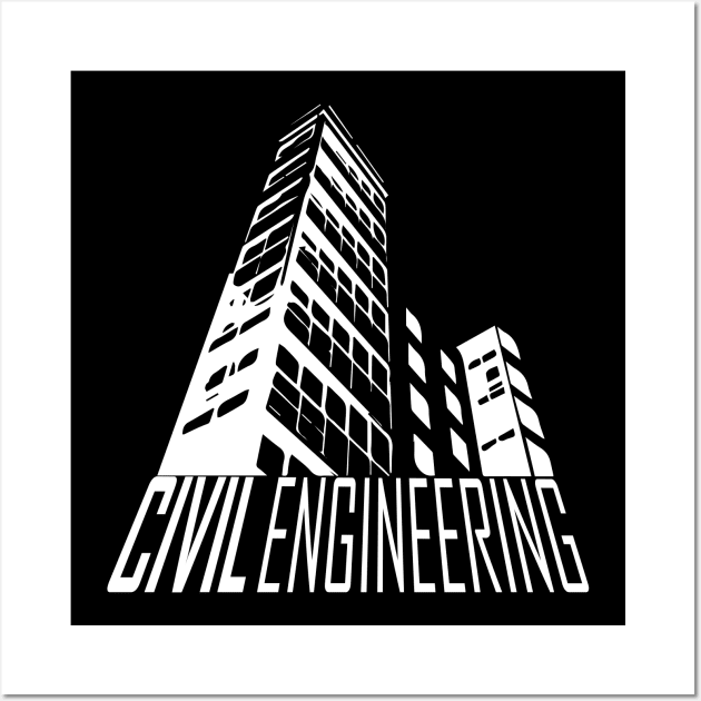 civil engineering, buildings, white text, and engineer logo Wall Art by PrisDesign99